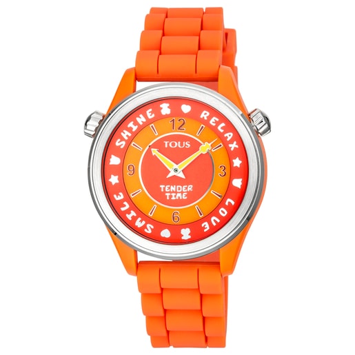 Pendientes Tous Mujer Steel Tender Time Watch with orange silicone strap