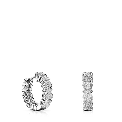 Tous TOUS Gold 0.11ct Earrings Diamonds White with hoop Puppies