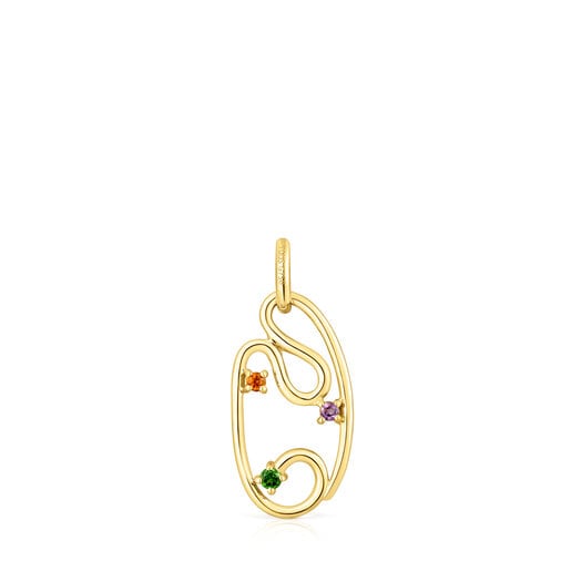 Gold Tsuri pendant with gemstones | 