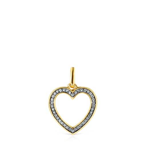 Nocturne heart Pendant in Silver Vermeil with Diamonds | 