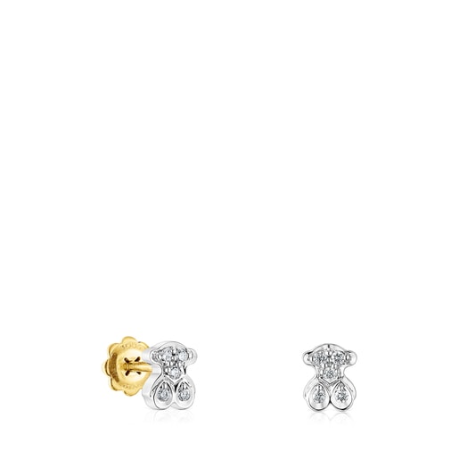 Tous Perfume Gold Puppies motif earrings diamonds bear with