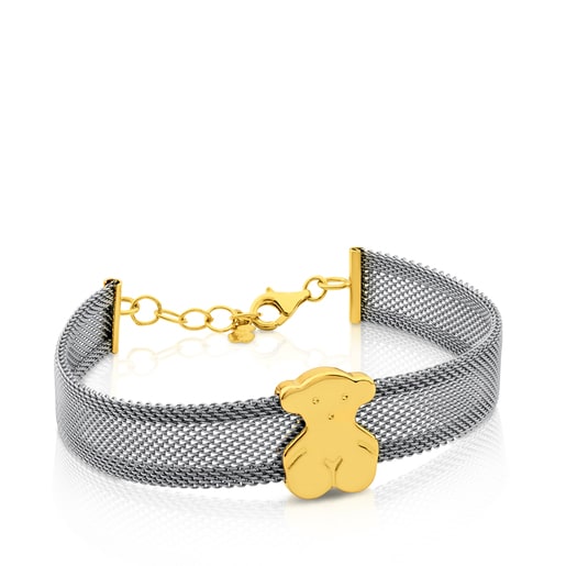 Tous Gold and Icon Bracelet Steel Mesh