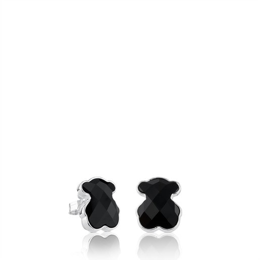 Tous Silver Earrings with onyx Color TOUS faceted