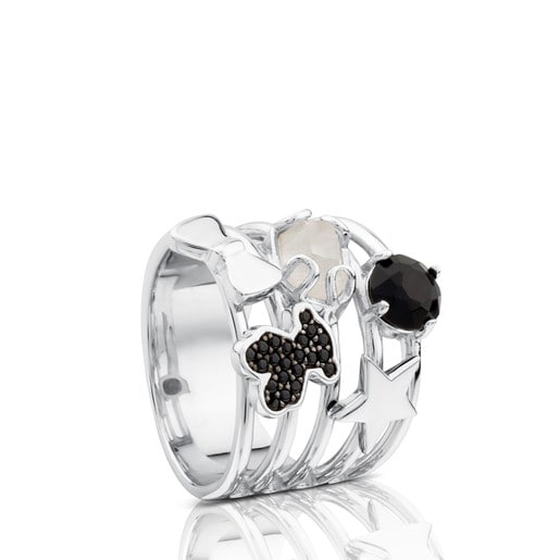Silver Join Ring with Gemstones | 