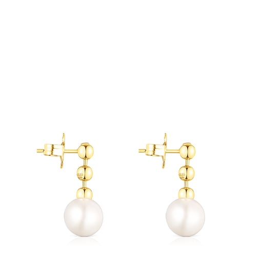 Tous Perfume Short Silver Earrings ball Gloss Vermeil Pearl with