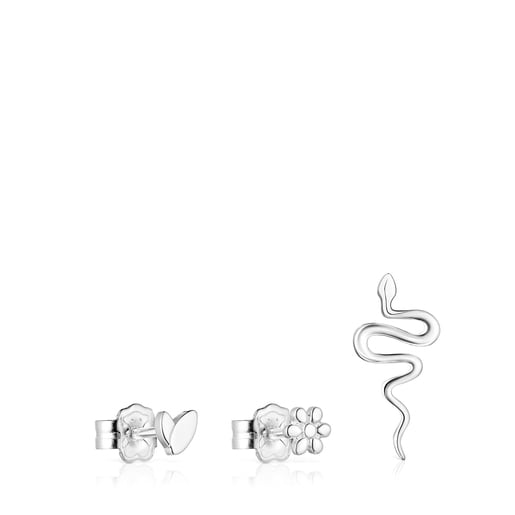 Pulseras Tous Set of Silver Fragile Earrings Nature