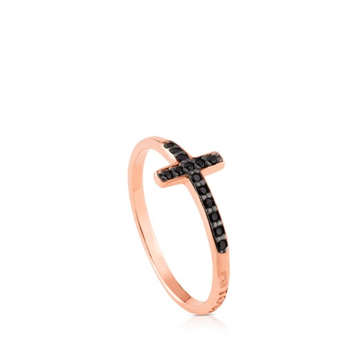 Anillos Tous Rose Vermeil Silver TOUS Motif Cross Ring with Spinels motif