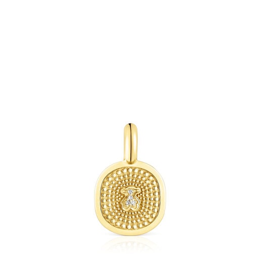 Tous Pendant Gold with Oursin 0.01ct diamonds