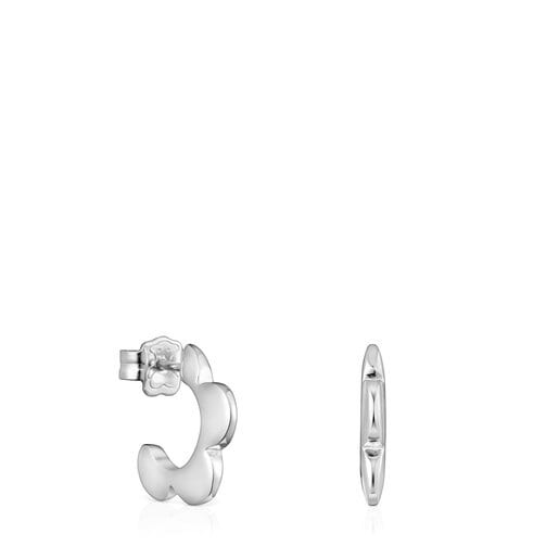 Silver Bold Motif flower Hoop earrings | 