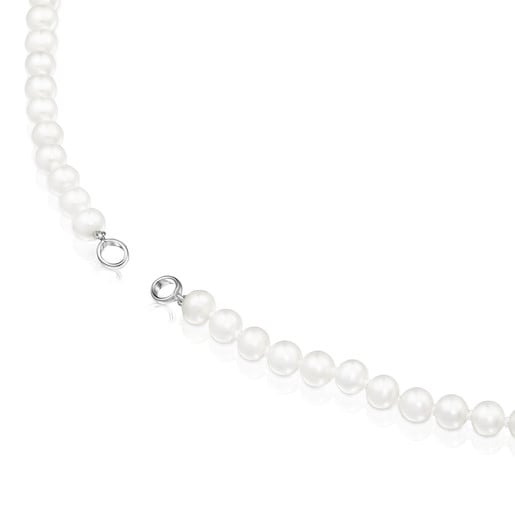 Tous Pulseras Silver TOUS Hold Necklace with Pearls 42cm