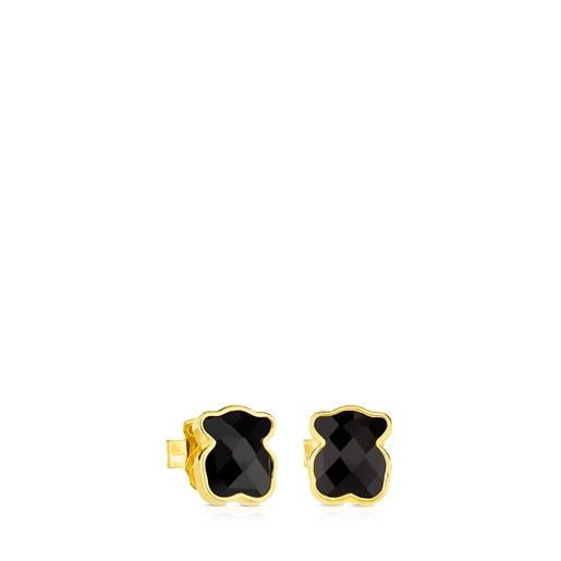 Tous Silver Vermeil Earrings TOUS Color with faceted onyx