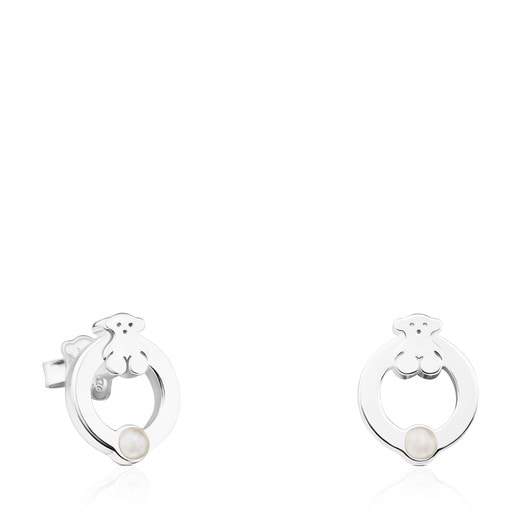 Silver TOUS Super Power Earrings with Pearls Bear motif | 