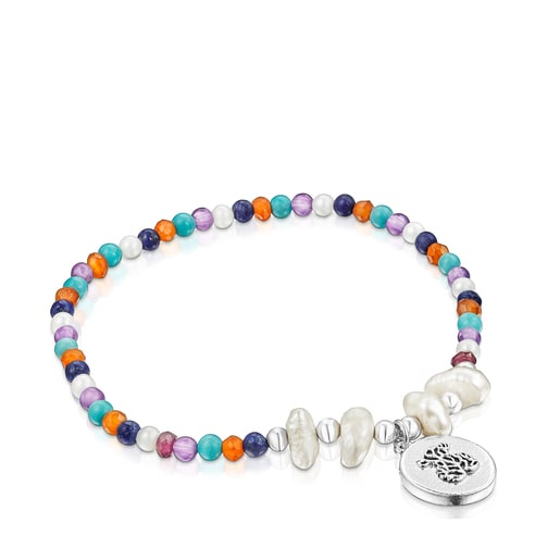 Tous Color pearls cameo gemstones and Oceaan Bracelet with Silver
