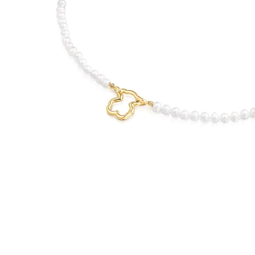 Relojes Tous Gold Hold Bear Necklace with Pearls