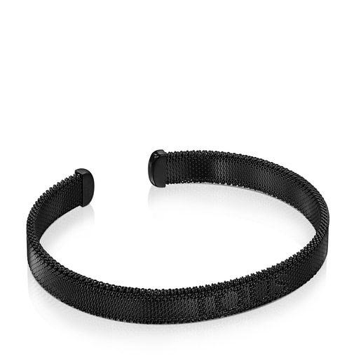 Black IP Steel Mesh Bracelet embossed TOUS | 