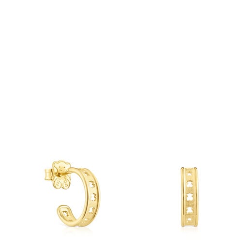 Tous TOUS Bear silver Row silhouette Small hoop earrings with vermeil