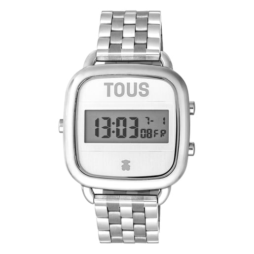 Tous with D-Logo strap Digital watch steel
