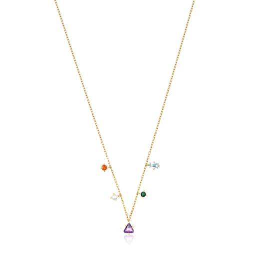 Silver Vermeil TOUS Good Vibes Necklace with Gemstones | 