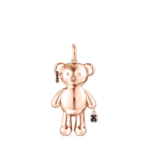Tous Silver Vermeil Bear Rose Spinels Pendant Teddy with punk