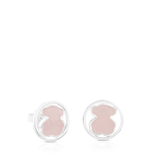 Tous Perfume Silver Camille Earrings with Rose Quartz