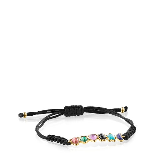 Tous Glory Vermeil Cord Bracelet with Gemstones and Black in Silver