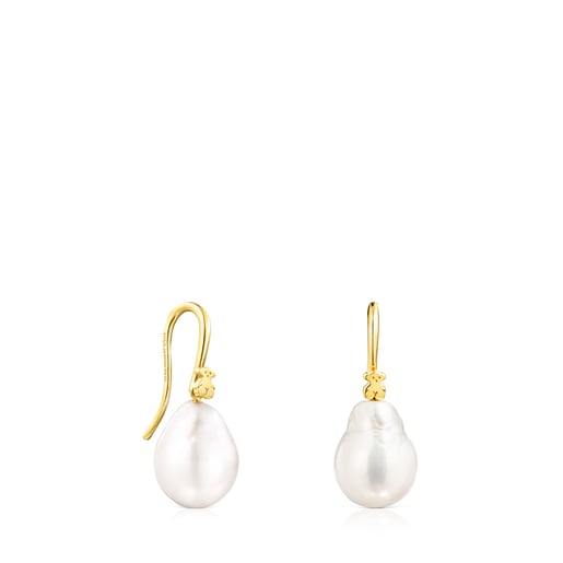 Tous Silver with droplet Vermeil Gloss Earrings Pearl