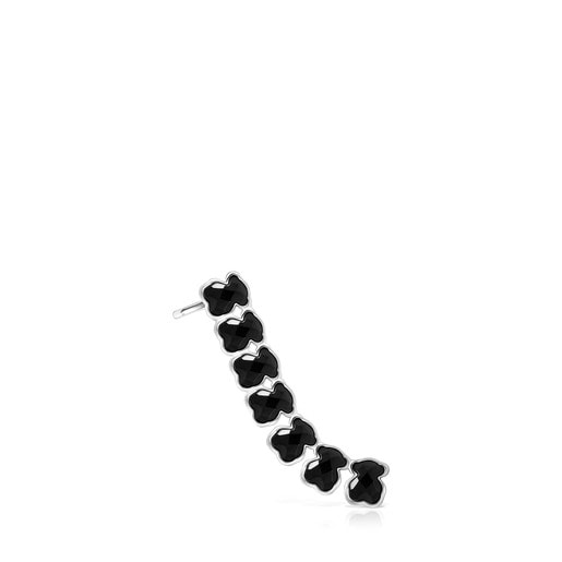 Tous Onix Silver Color Mini Onyx Earring - with