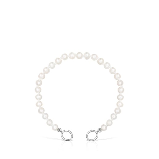 Silver TOUS Hold Bracelet with Pearls. 16cm.