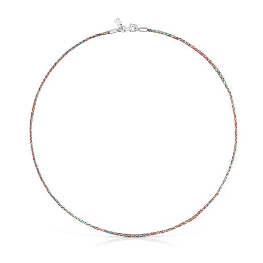 Tous Pulseras Multicolored braided thread Necklace with Efecttous clasp silver