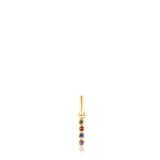 Gold Straight Color Pendant with Gemstones | 