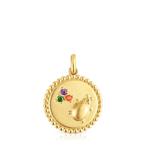 Tous Pulseras Silver vermeil Virtual Garden Medallion pendant with gemstones