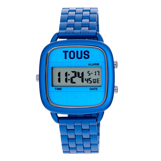 D-Logo Digital watch with blue steel strap | 