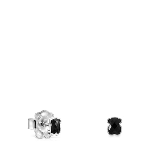 Tous Silver 0,4cm. Onyx Earrings Onix TOUS Mini in with