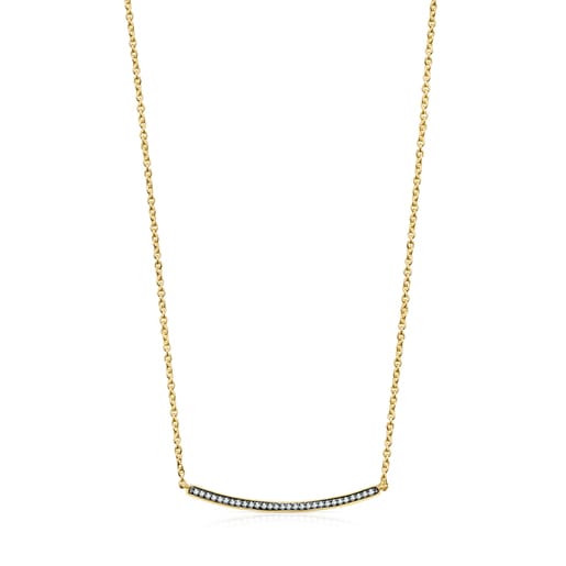Tous Silver Nocturne Necklace Diamonds with in Vermeil bar