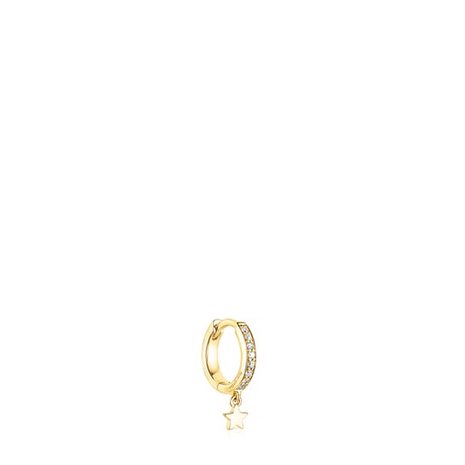Gold TOUS Basics Hoop earring with pink sapphires and diamonds | 