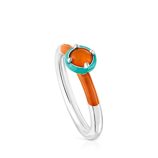 Anillos Tous Silver TOUS Vibrant Colors with Ring carnelian enamel and