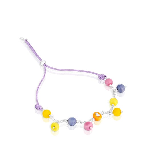 Tous and Bracelet glass lilac-colored nylon Silver, Murano Glass Icon