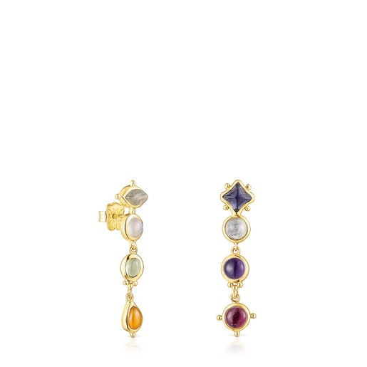 Tous with Long Nature silver Magic Earrings gemstones vermeil