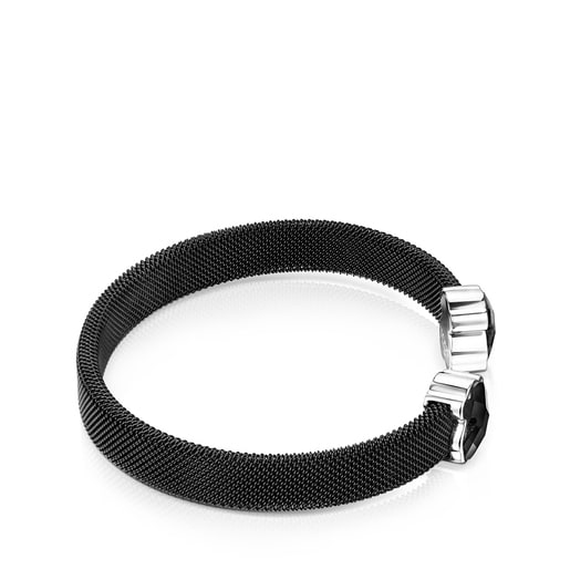 Tous Bolsas Black IP Steel Mesh Color Bracelet with Onyx