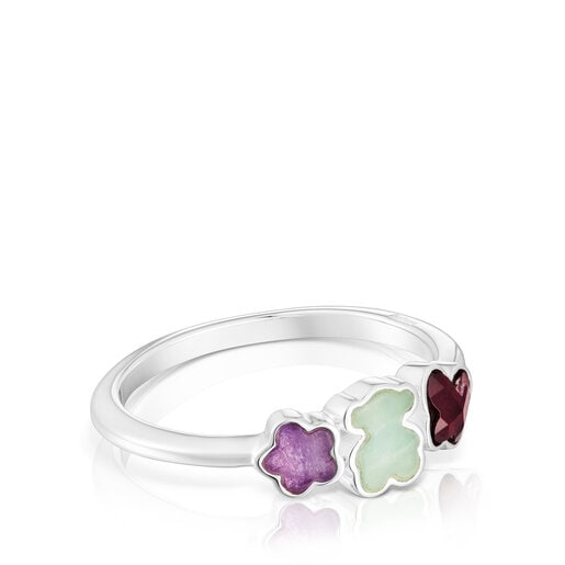 Anillos Tous Silver Bold Motif Ring with motifs and gemstones