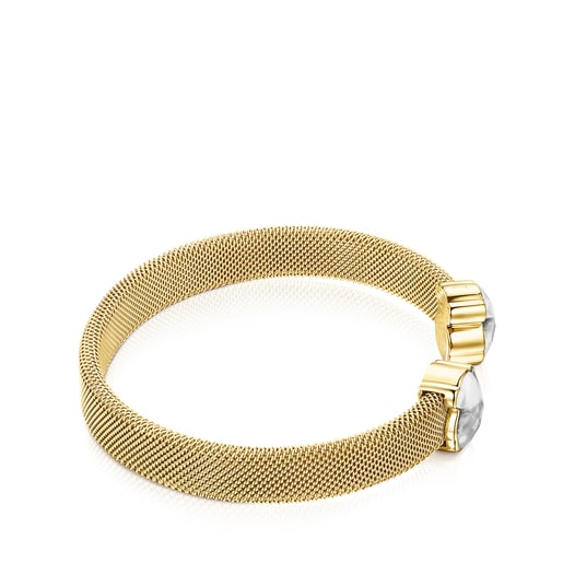 Tous Bolsas Gold-colored IP Steel Mesh Howlite Color Bracelet with
