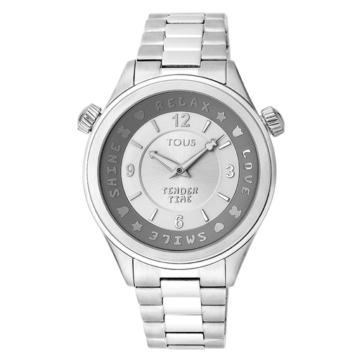 Tous Steel Time Tender Watch rotating bevel with