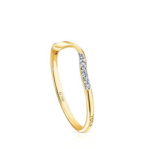Gold TOUS St Tropez Spiral ring with diamonds | 