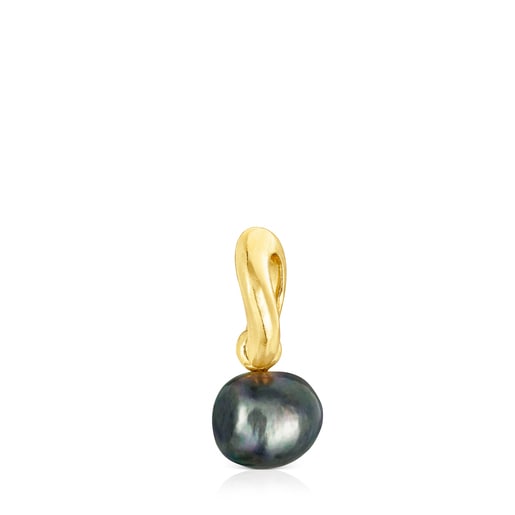 Silver vermeil Hav Pendant with gray pearl | 