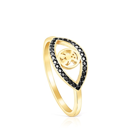 Silver Vermeil TOUS Good Vibes eye Ring with Spinels Bear motif | 
