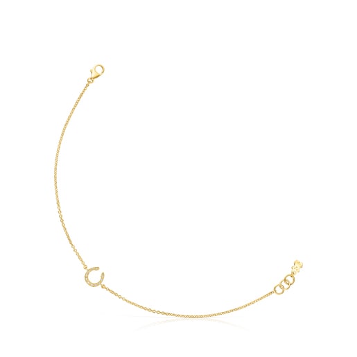 Gold TOUS Good Vibes horseshoe Bracelet with Diamonds | 