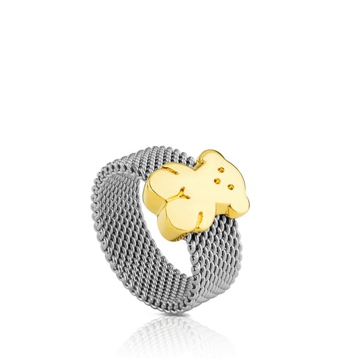 Tous TOUS Mesh Steel and Gold 0,7cm Ring