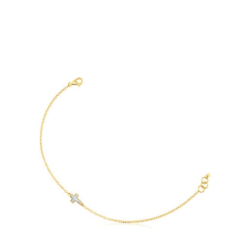 Gold and Mother-of-pearl XXS cross Bracelet | 