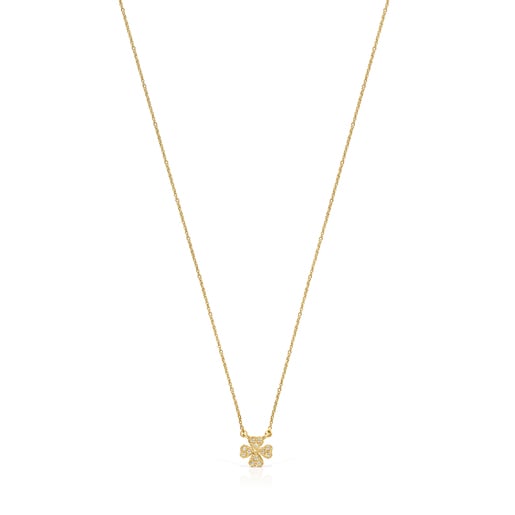 Relojes Tous Gold TOUS Necklace Vibes clover Diamonds with Good