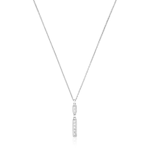 Silver TOUS Bear Row necklace with rectangular plate | 